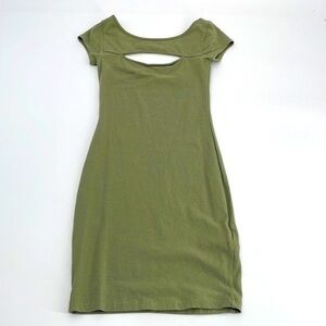 UEC Guess olive green fitted t-shirt dress with open detail on the chest size XS